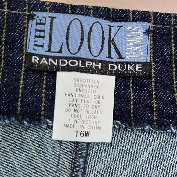 The Look by Randolph Duke Women's Size 16 Blue Striped Denim Ruffled Hem Skirt - Picture 2 of 8